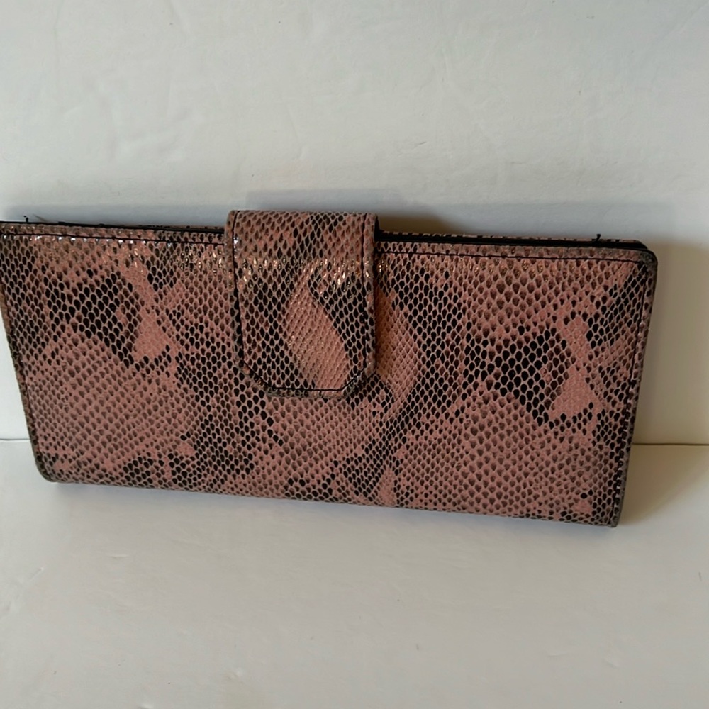 Wallet Pink and Black Snakeskin Faux Leather